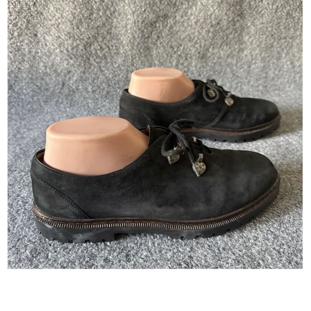 Ara Luftpolster Black Suede Oxfords Heart Charm Comfort Walking Shoes Size 7.5
